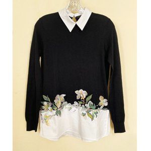 NWT "TED BAKER" EMBROIDERY DTL MOCKABLE BLACK JUMPER SIZE 0